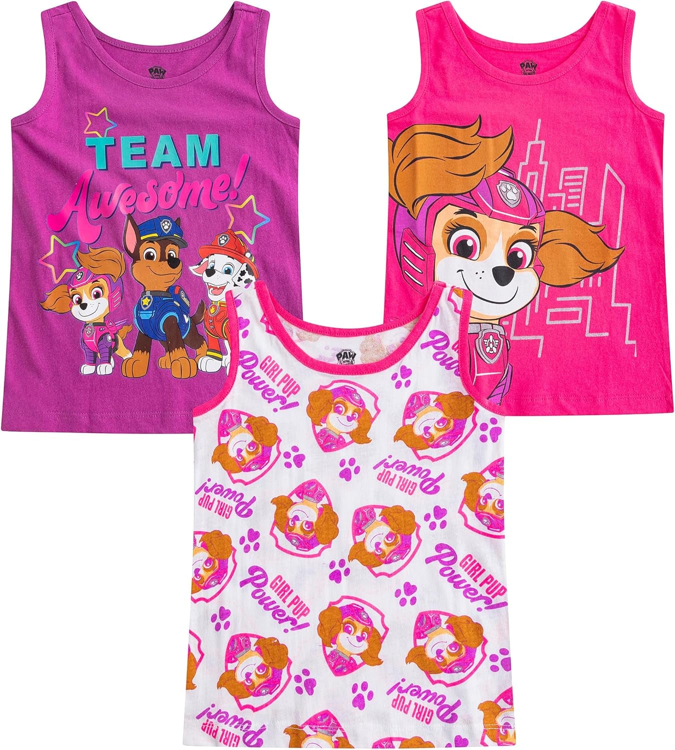 Nickelodeon Paquete de 3 camisetas Ropa Niña Paw Patrol