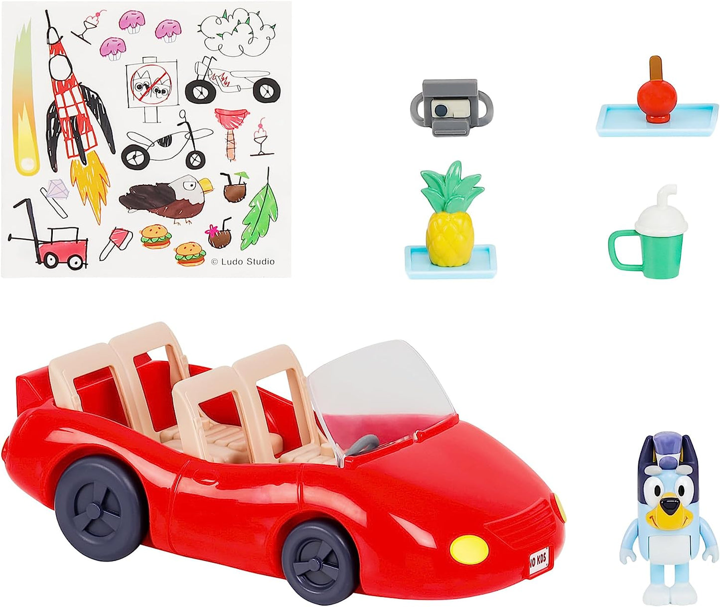 Bluey Paquete de vehículos y figuras, Escape Convertible con figura