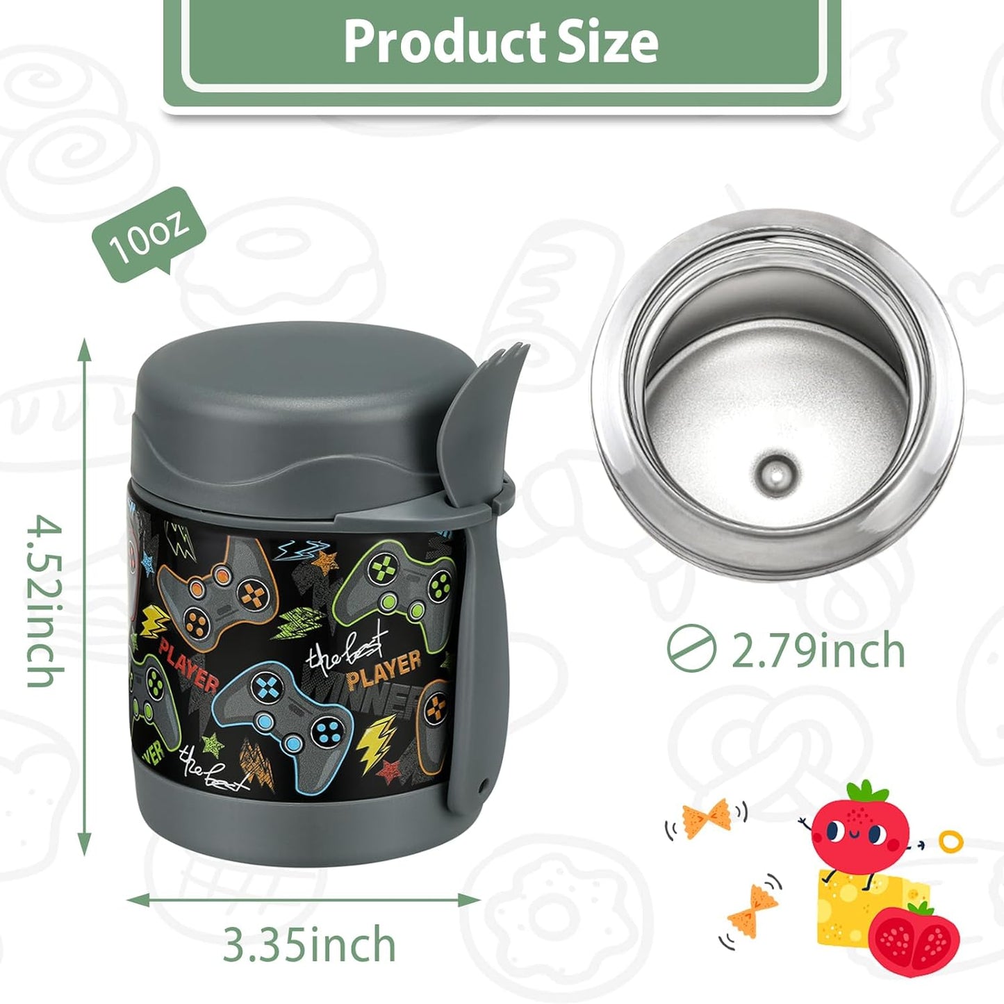 10Oz Soup Thermo for Hot Food Kids,Lunch Thermo Kids Food Jar with Spoon Hot Insulated Food Containers,Leak Proof Stainless Steel Wide Mouth Lunch Food Thermo Jar for School(Apricot)