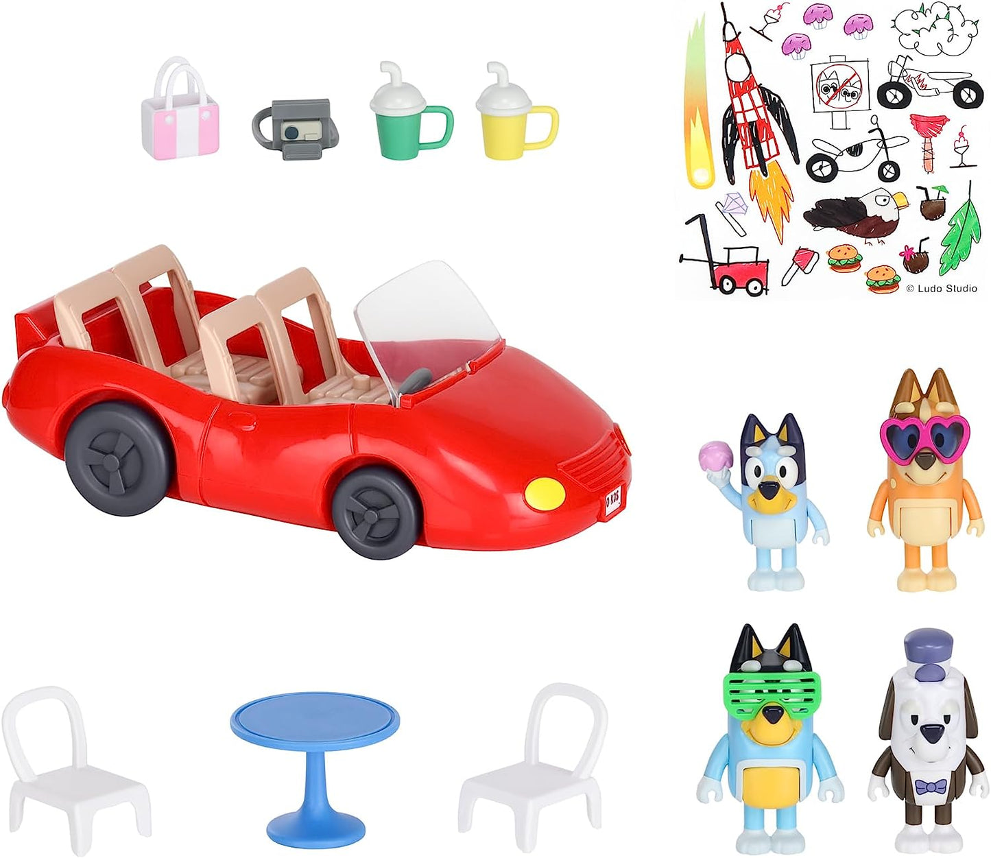 Bluey Convertible con paquete con 4 figuras