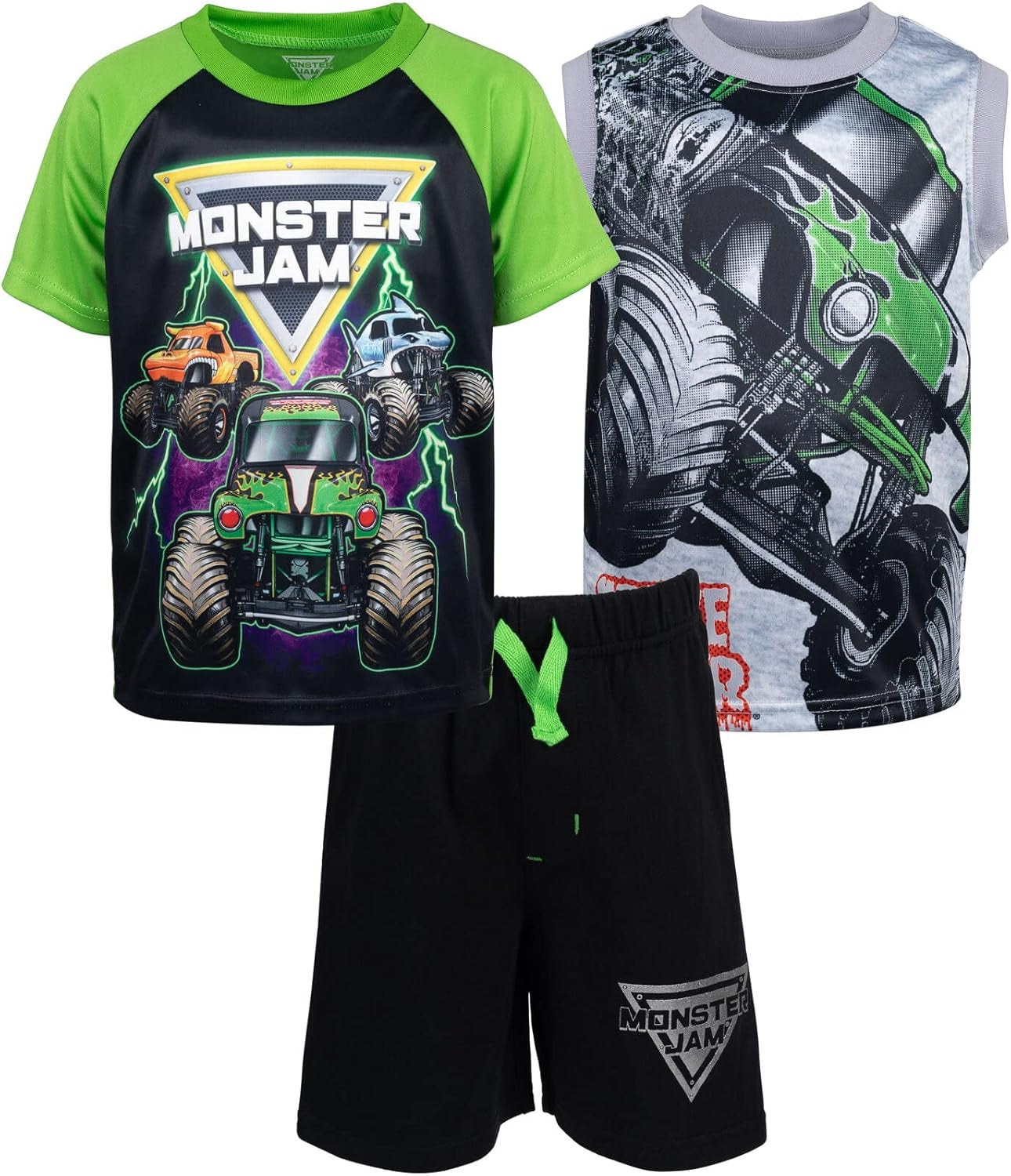 Monster Jam Grave Digger El Toro Loco Megalodon - Camiseta sin mangas y pantalones cortos