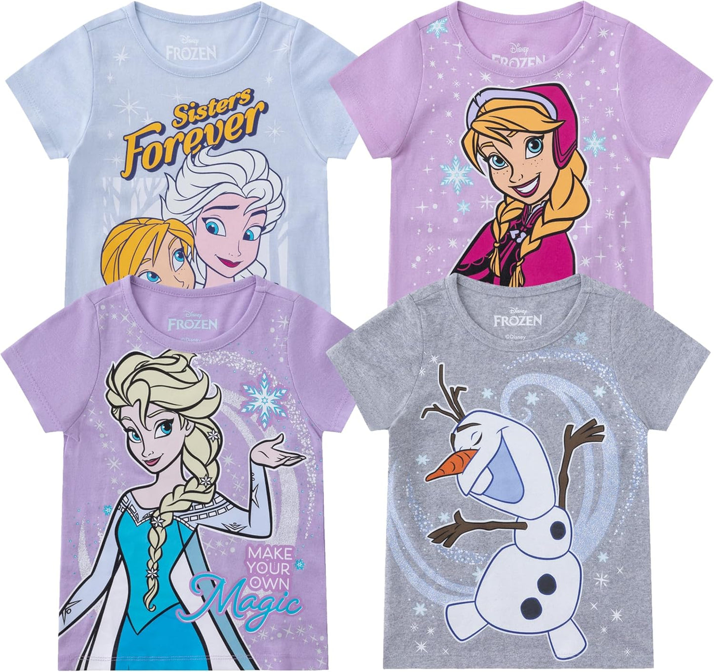 Disney Frozen Elsa, Anna y Olaf - Camiseta de manga corta
