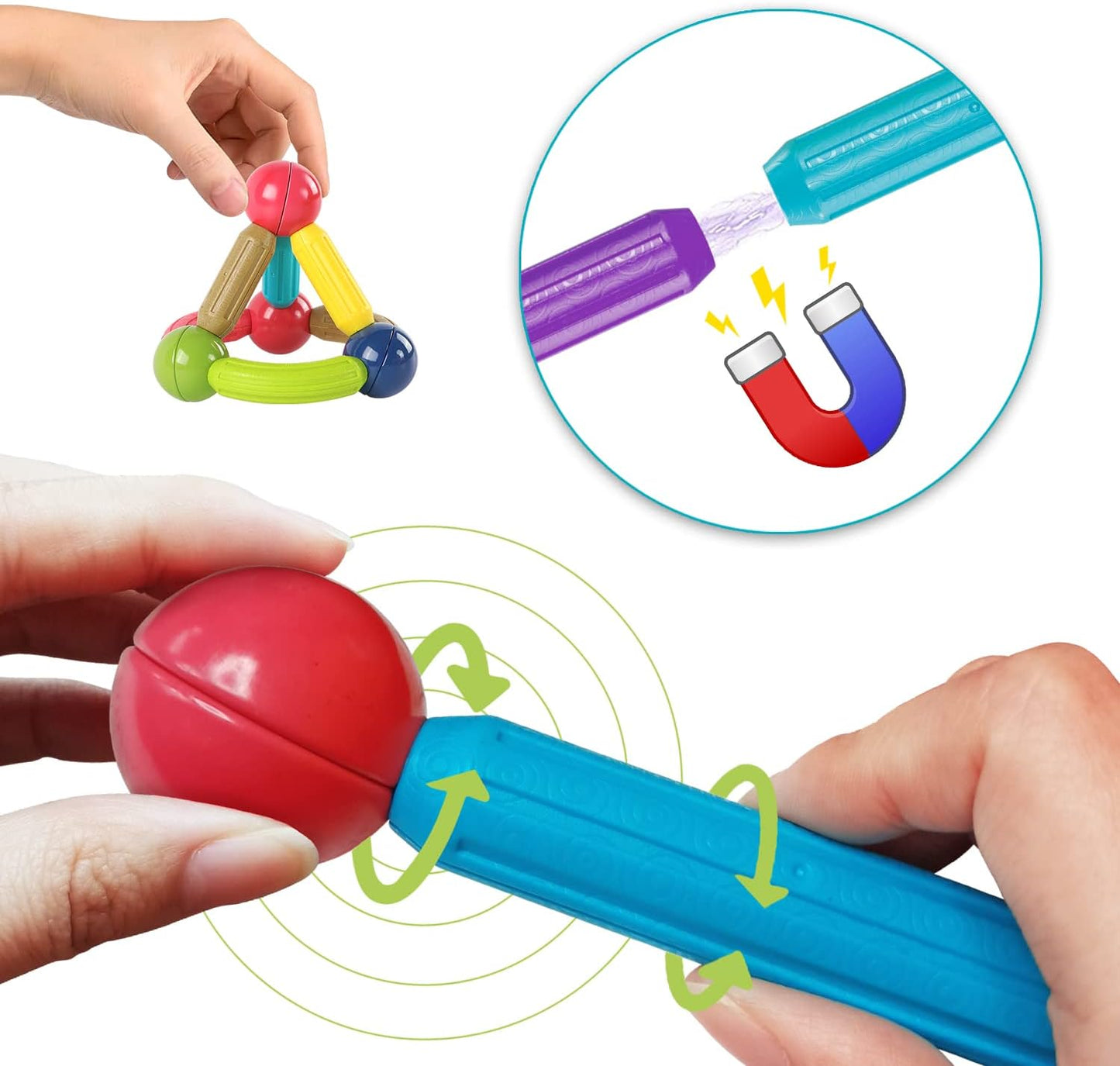 Juego de 88 bolas y varillas magnéticas, juguetes de construcción magnéticos coloridos DIY STEM bloques de construcción
