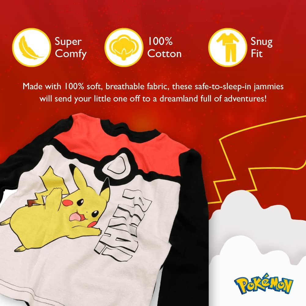 Pokemon Conjunto de pijama de algodón ajustado de 6 piezas