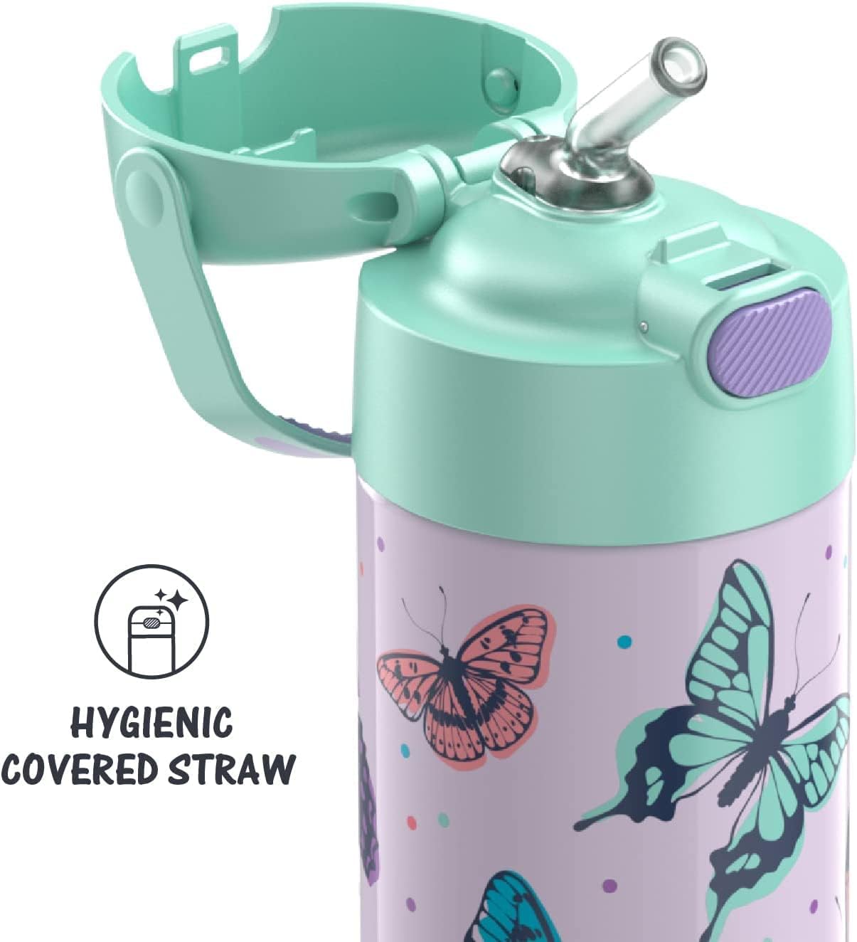 THERMOS FUNTAINER - Botella de agua con pajilla, 12 onzas