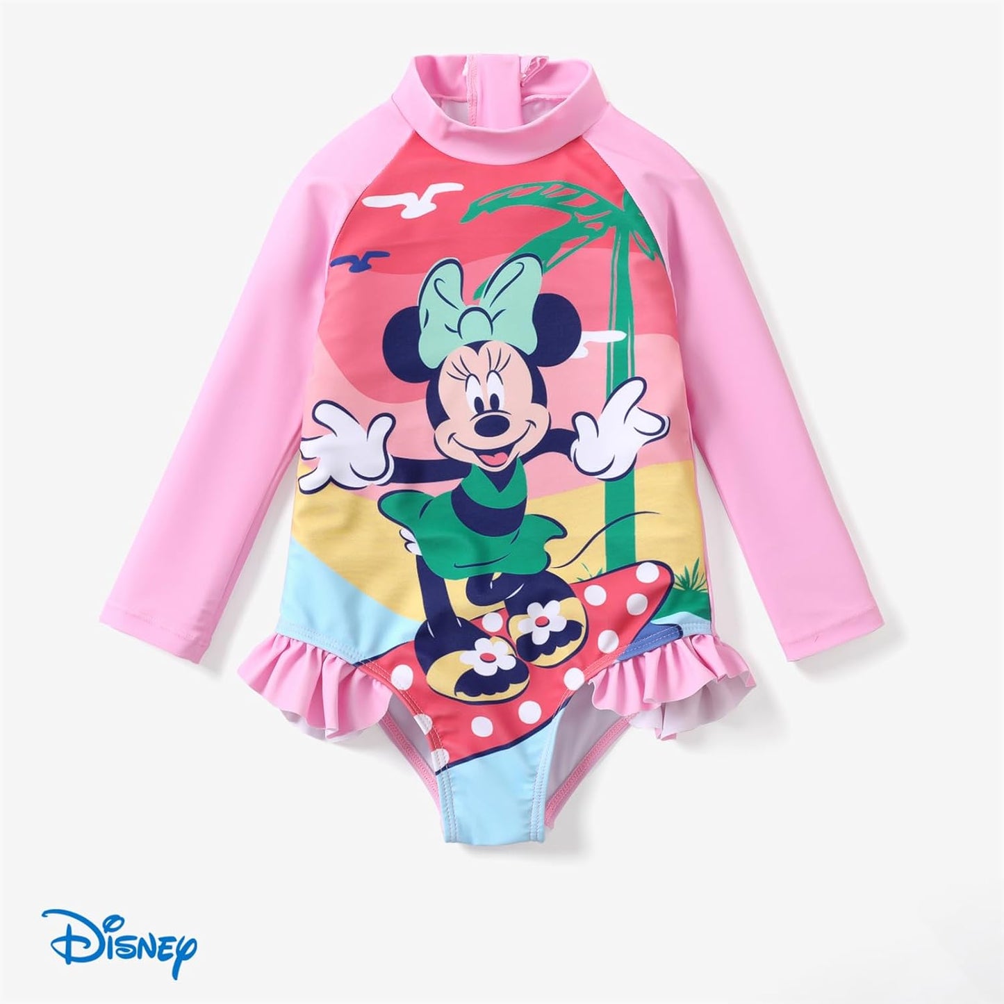 Disney - Traje de baño de manga larga de una pieza para niña