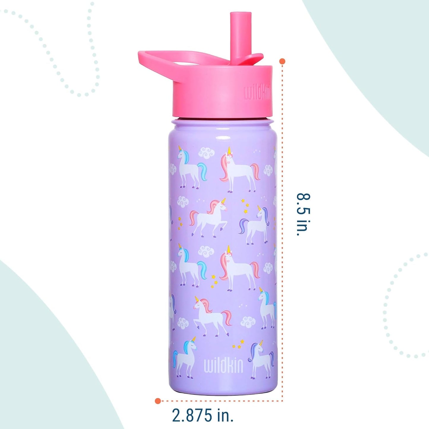 Wildkin Botella de agua reutilizable de acero inoxidable Unicornios