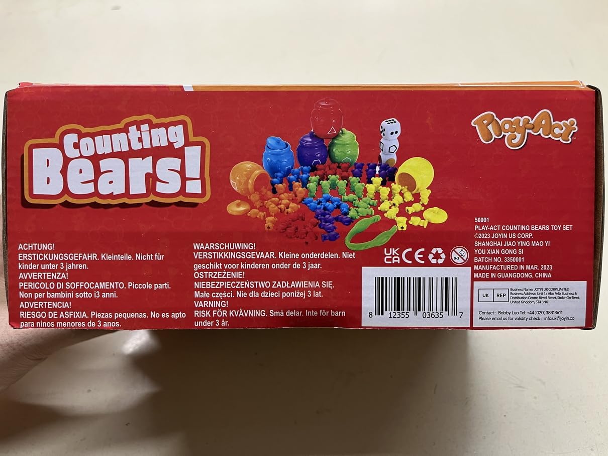 Osos de conteo arcoíris con tazas de clasificación a juego, juego de 83 juguetes de aprendizaje para niños a partir de 3 años, clasificación de números, reconocimiento de color, pinzas, dados