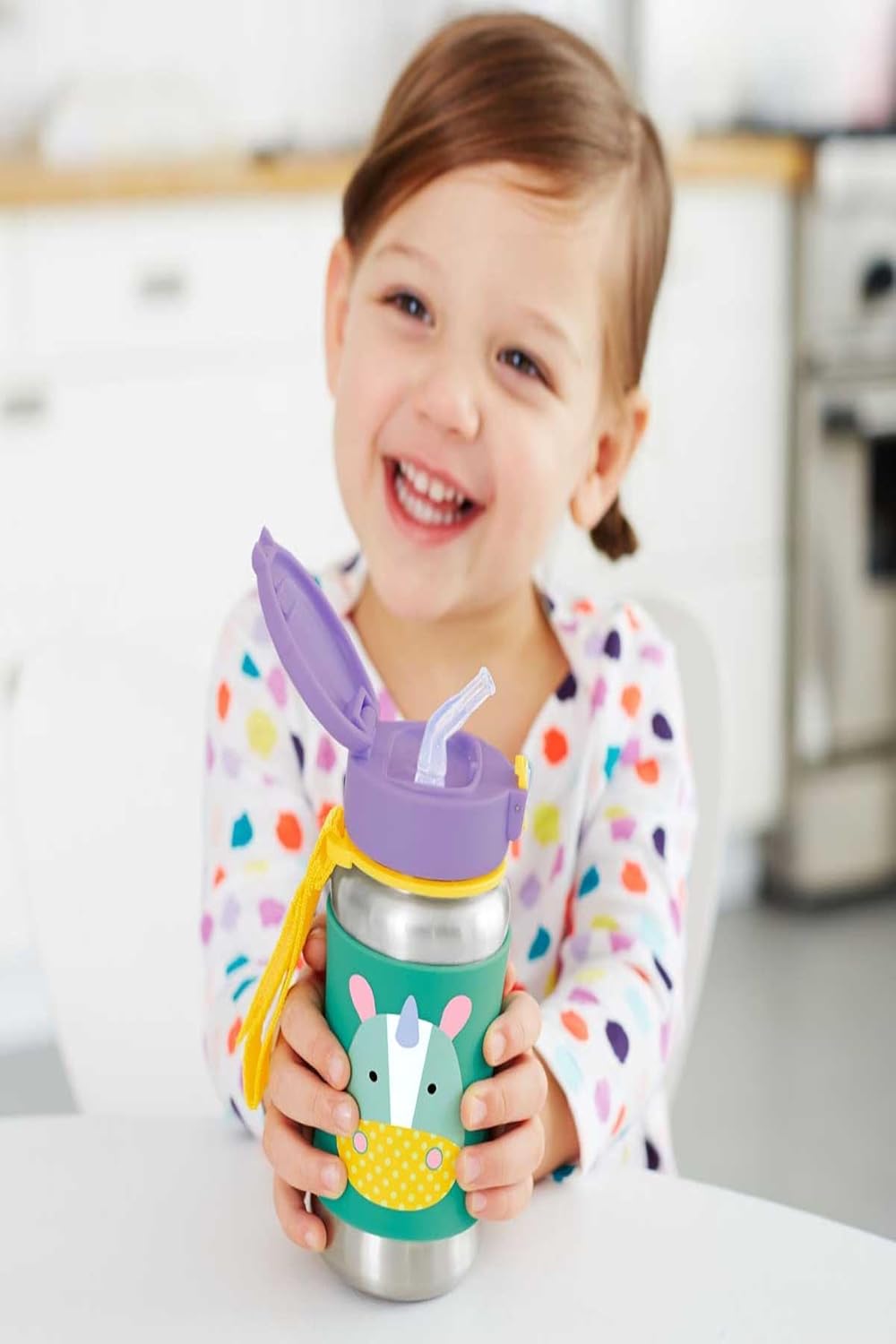 Skip Hop botella de acero inoxidable con sorbete de zoológico, unicornio