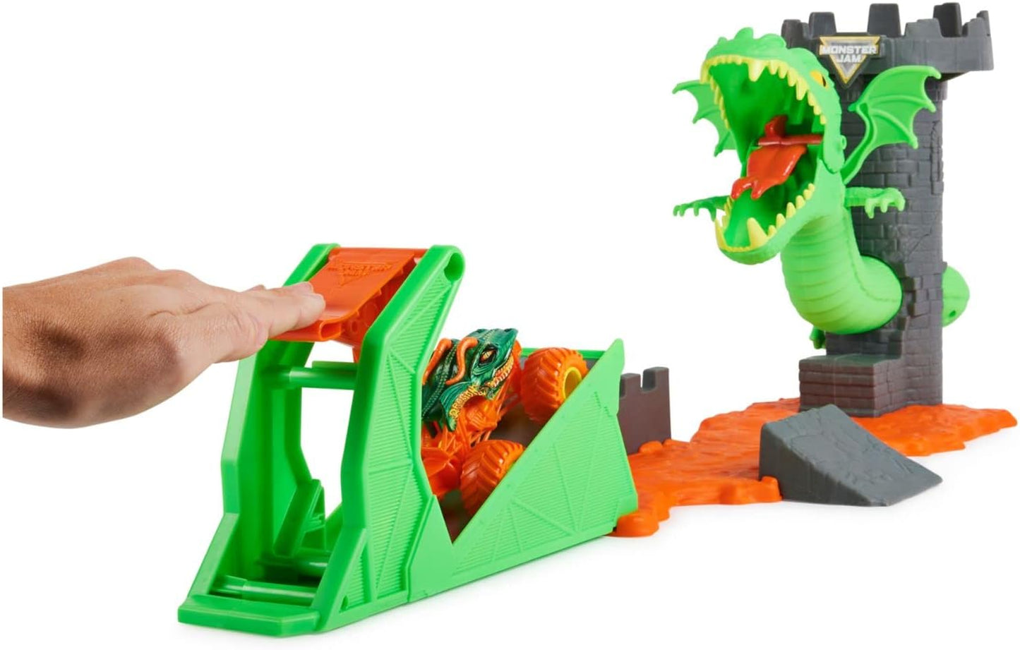 Monster Jam - Juego de dragón de duelo con exclusivo camión monstruo dragón a escala 1:64