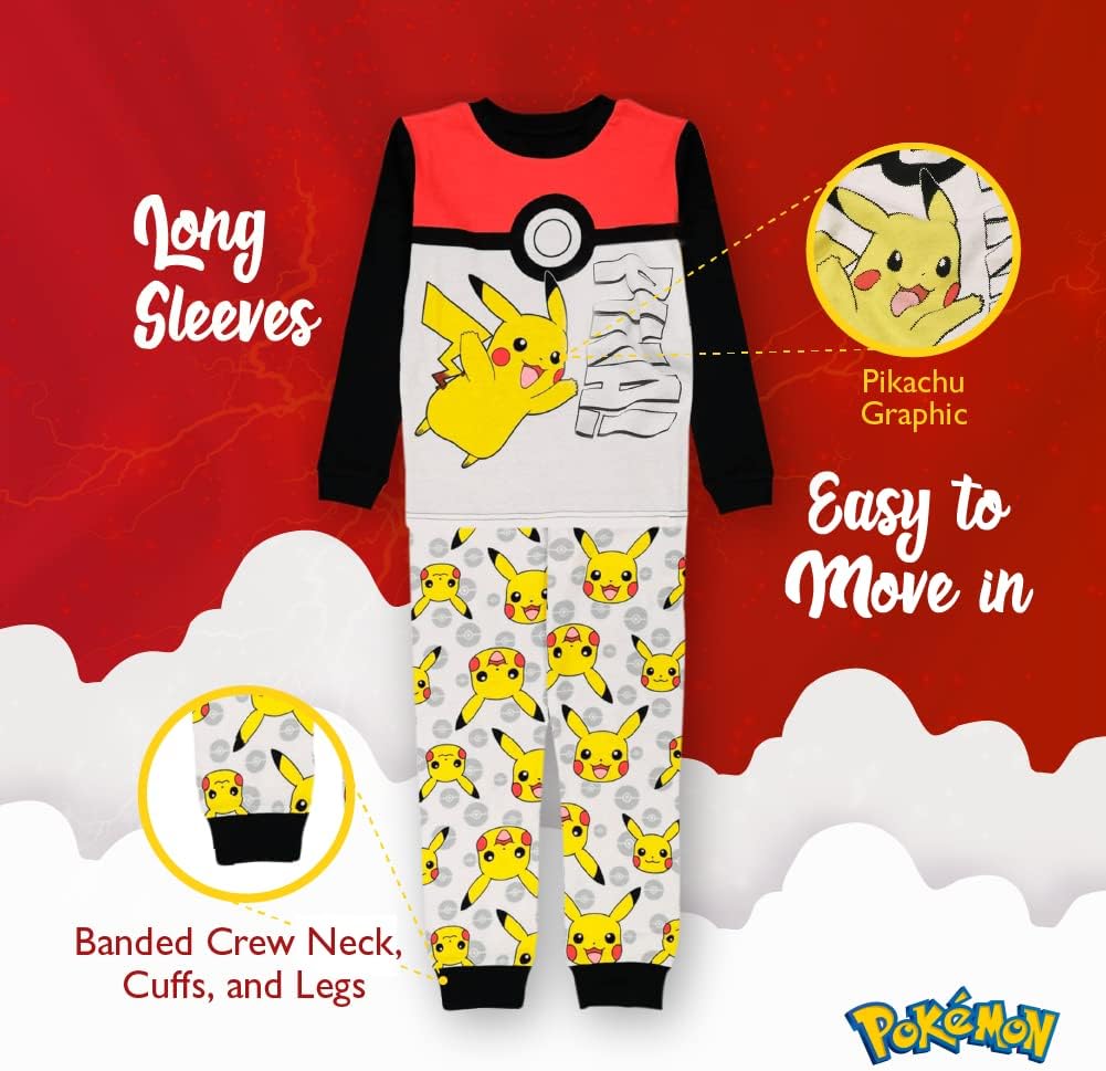 Pokemon Conjunto de pijama de algodón ajustado de 6 piezas