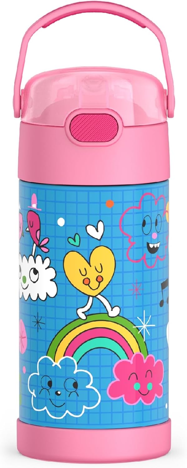 THERMOS FUNTAINER - Botella de agua con pajilla, 12 onzas