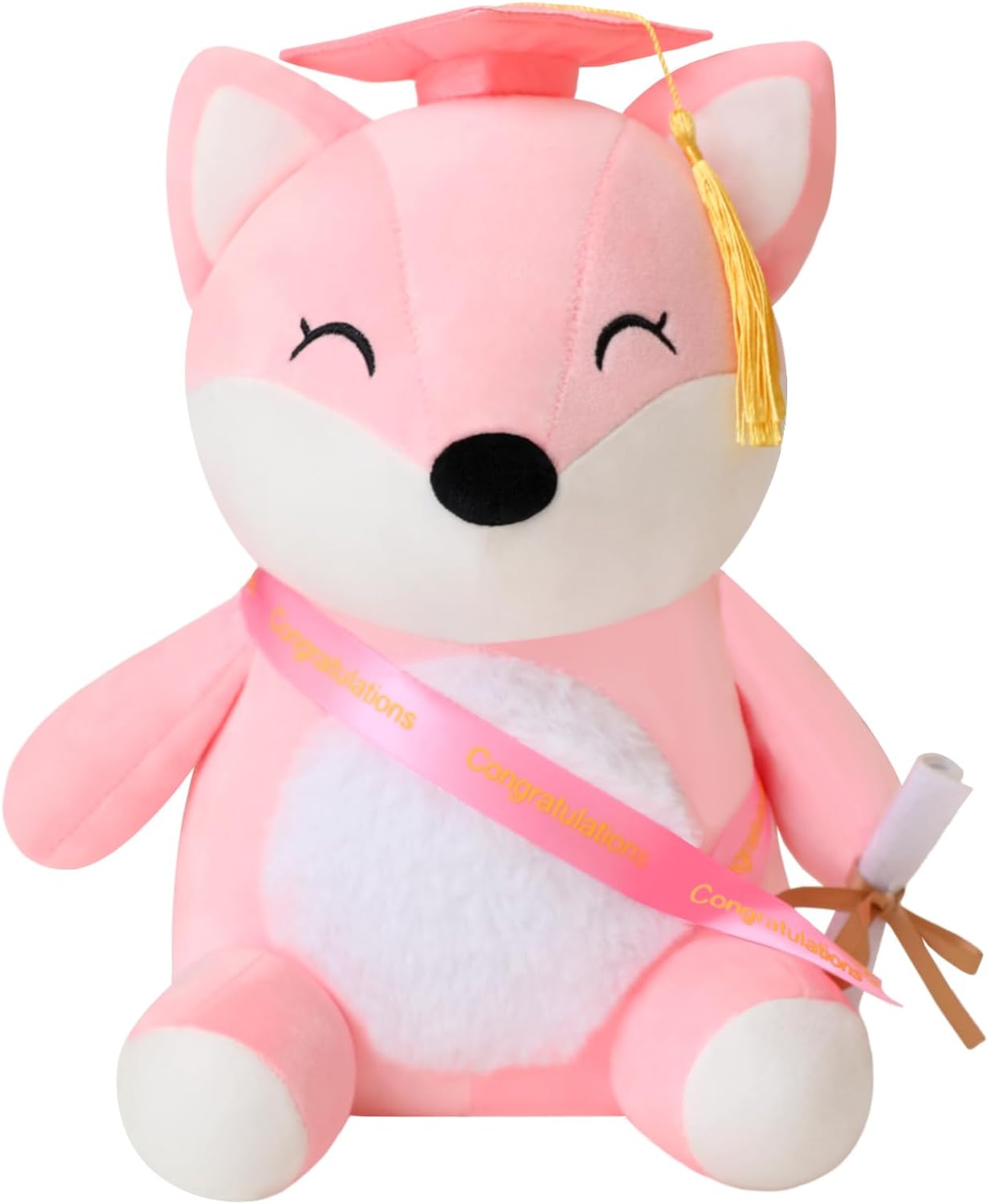 Peluche de zorro de graduación, 10 pulgadas