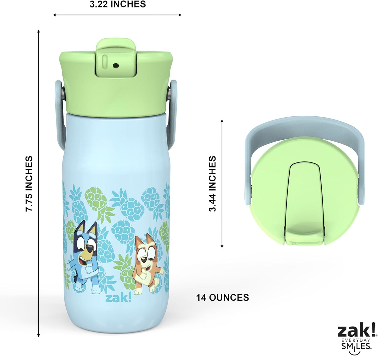 Zak Designs Botella de agua de acero inoxidable