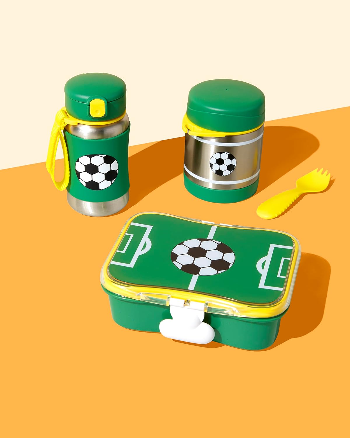 Skip Hop botella con popote de acero inoxidable, fútbol