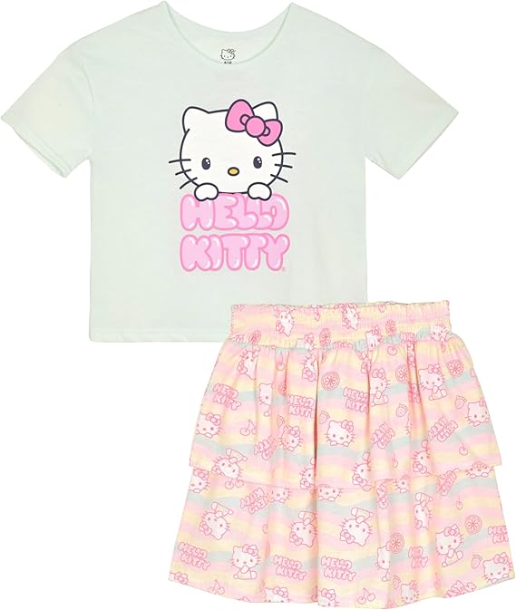 Conjunto de 2 piezas de camiseta y falda