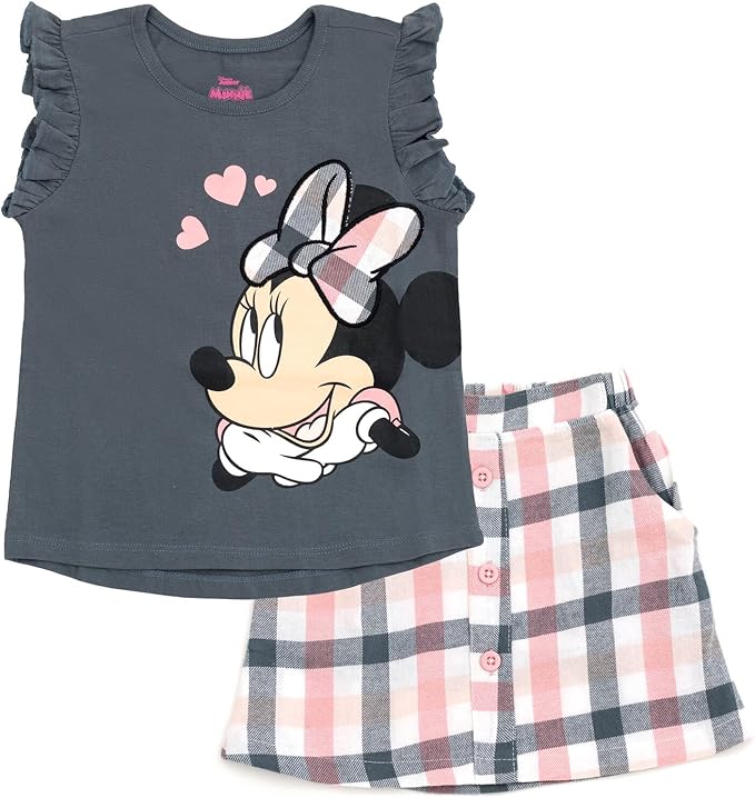 Disney - Camiseta y falda a cuadros