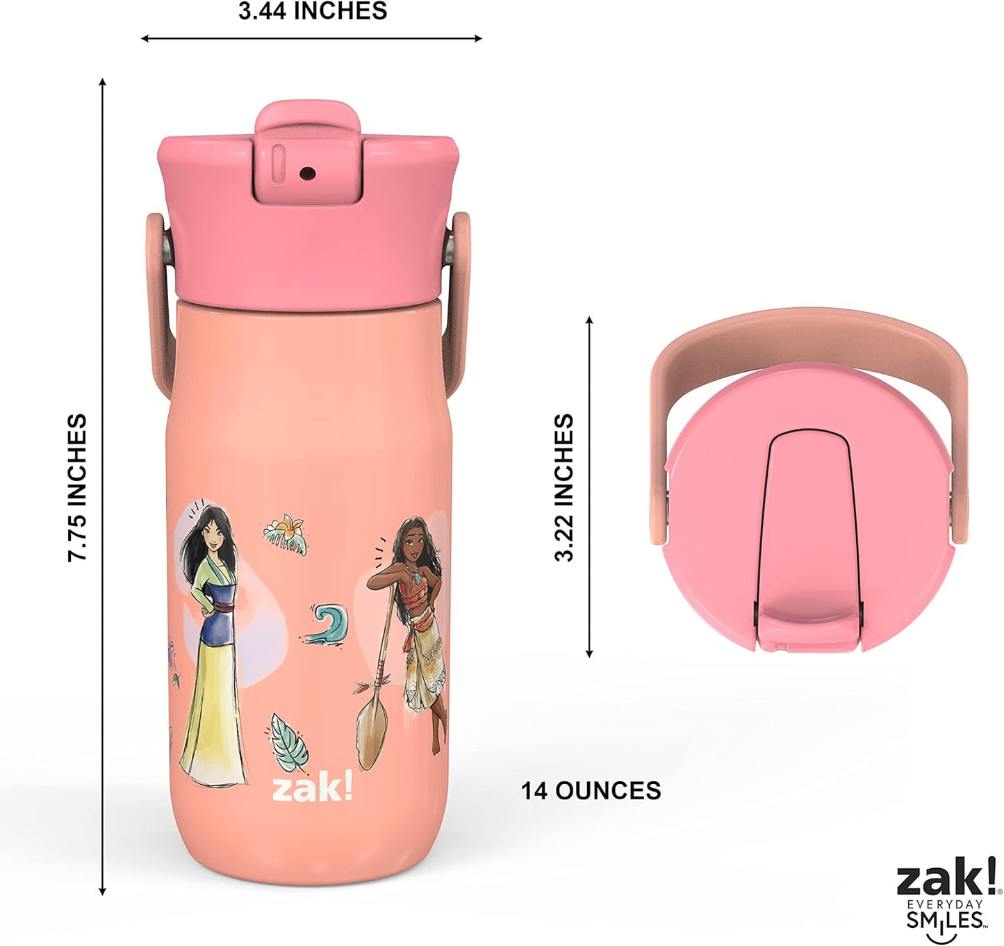 Zak Designs Botella de agua de acero inoxidable