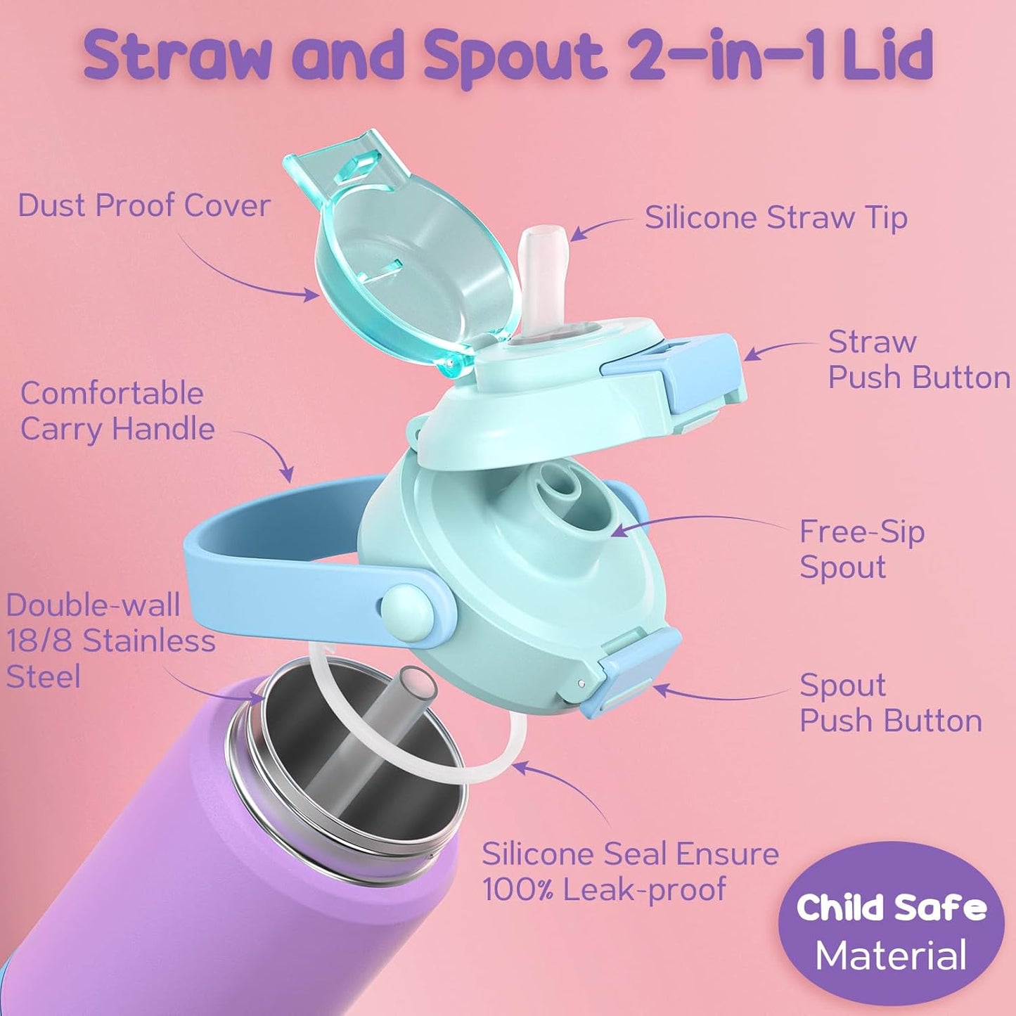 Pack Fimibuke 2 Botella de agua, acero inoxidable 14onz