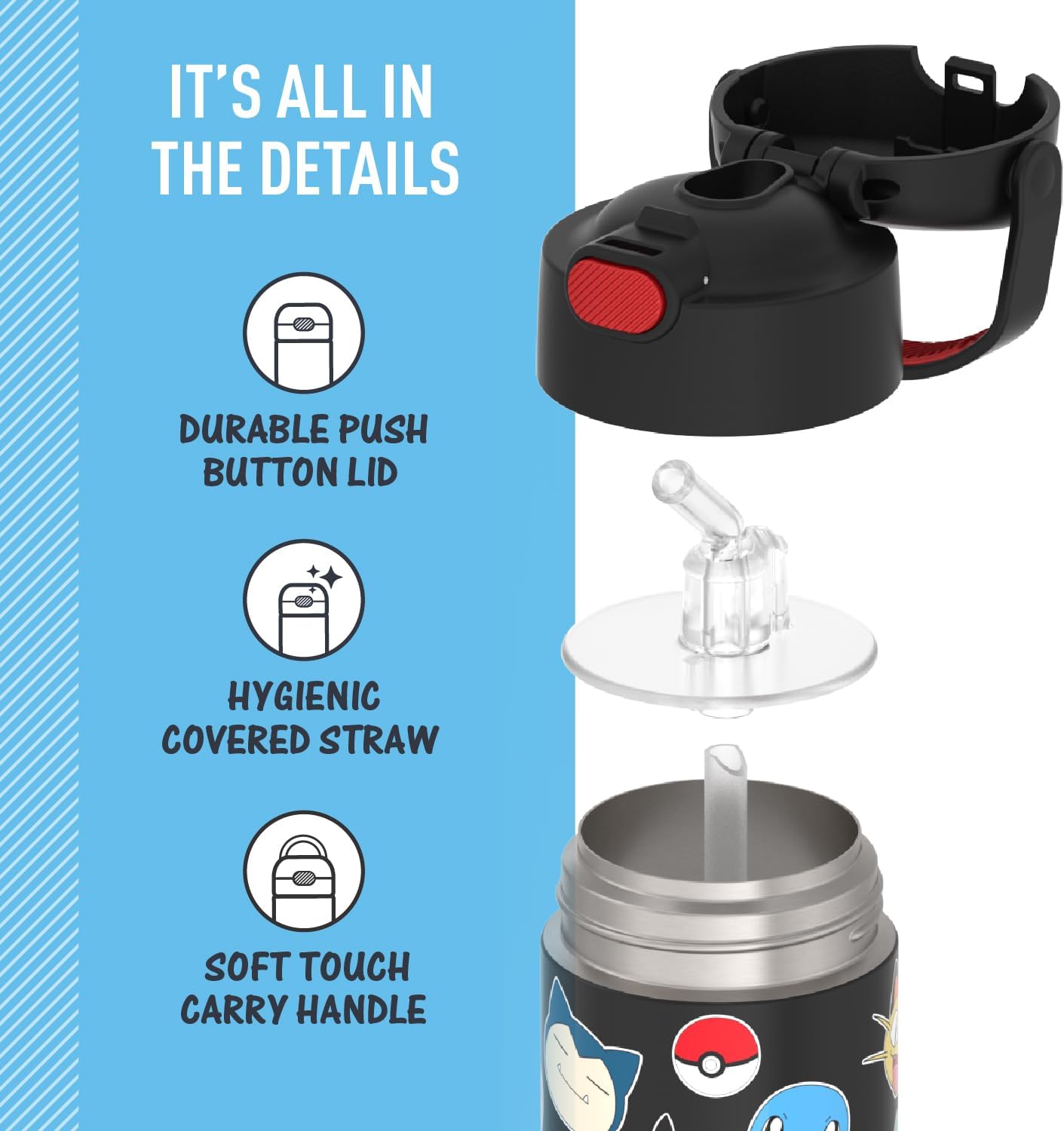 THERMOS FUNTAINER - Botella de agua de acero inoxidable Pokémon