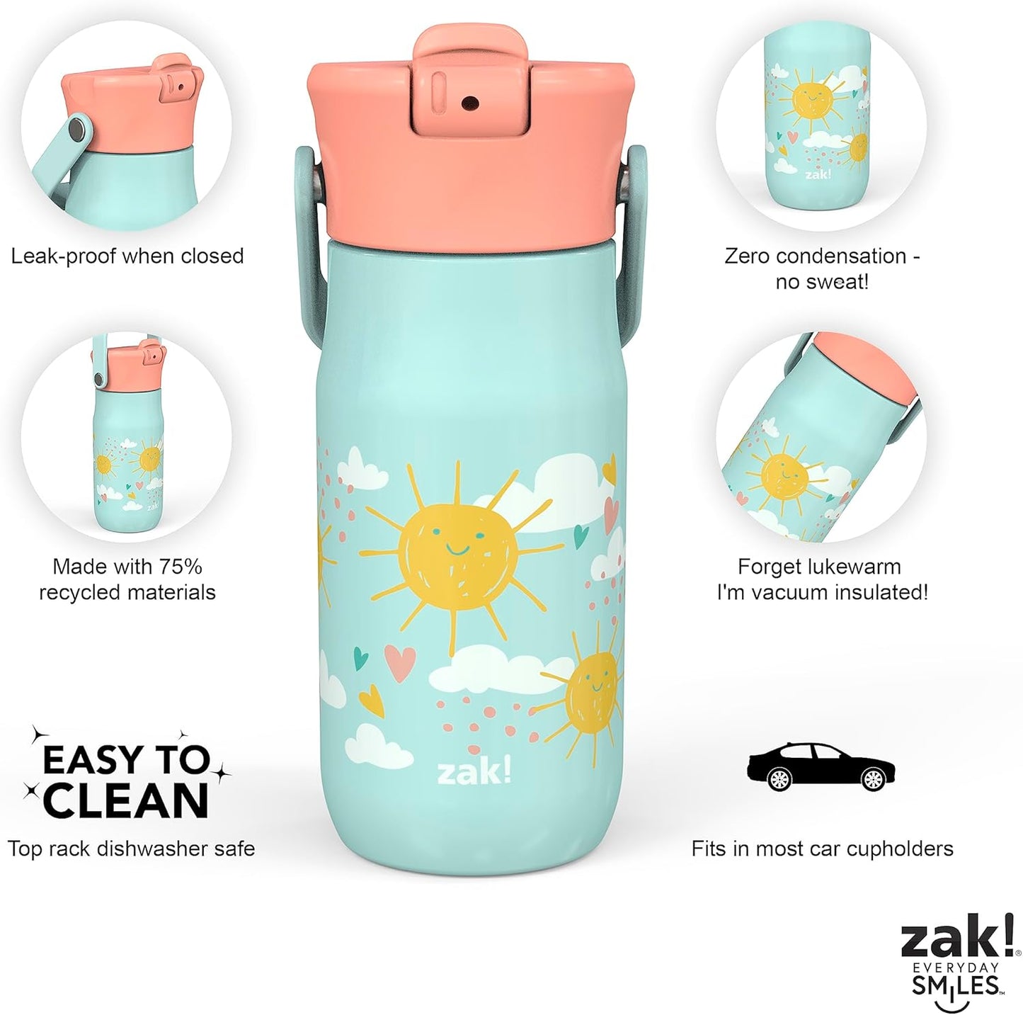 Zak Designs acero inoxidable reciclado de 14 onzas