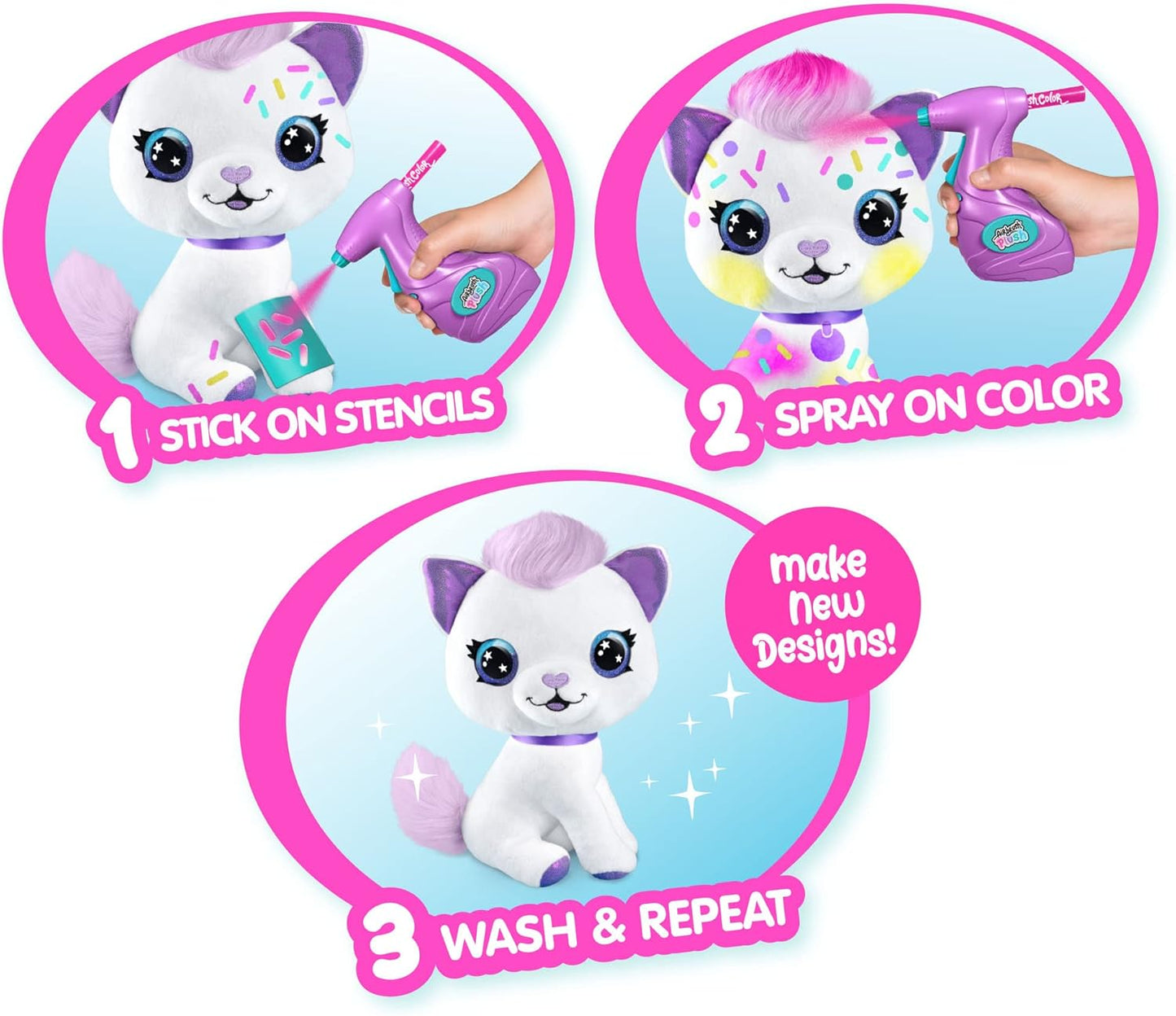 Canal Toys Personaliza el gatito grande de peluche con aerógrafo. Decora, lava, repite.