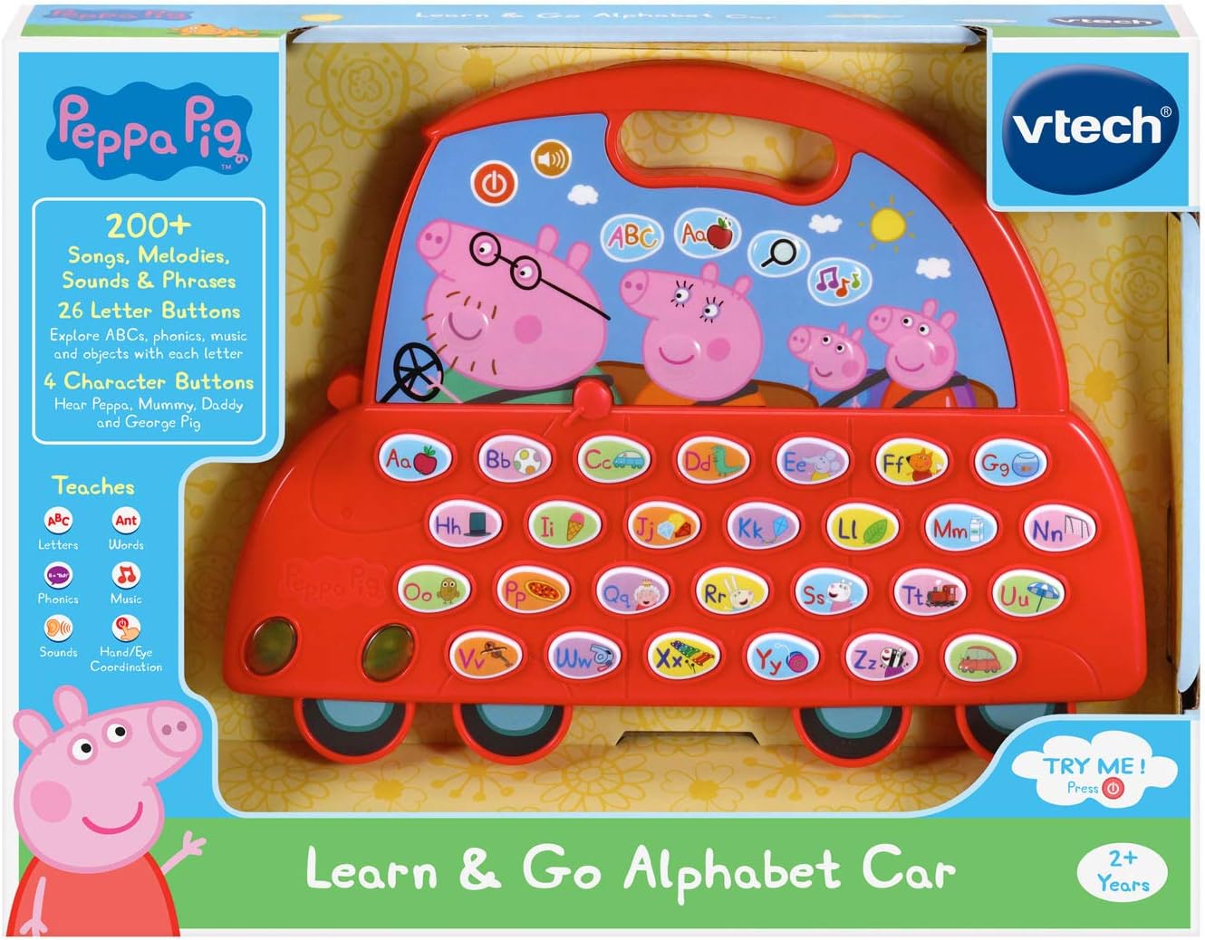 VTech Peppa Pig Learn and Go - Coche alfabeto, color rojo