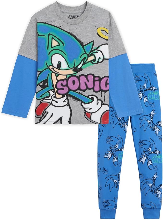 SEGA Sonic the Hedgehog - Conjunto de camiseta y pantalones de forro polar
