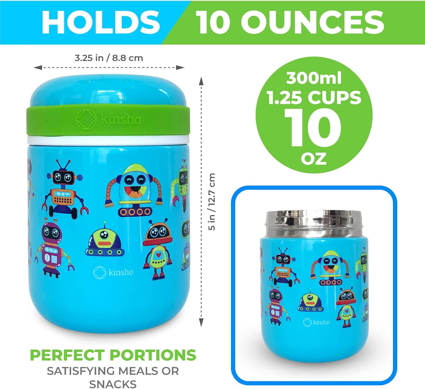 Tarro de alimentos de acero inoxidable aislado Kinsho