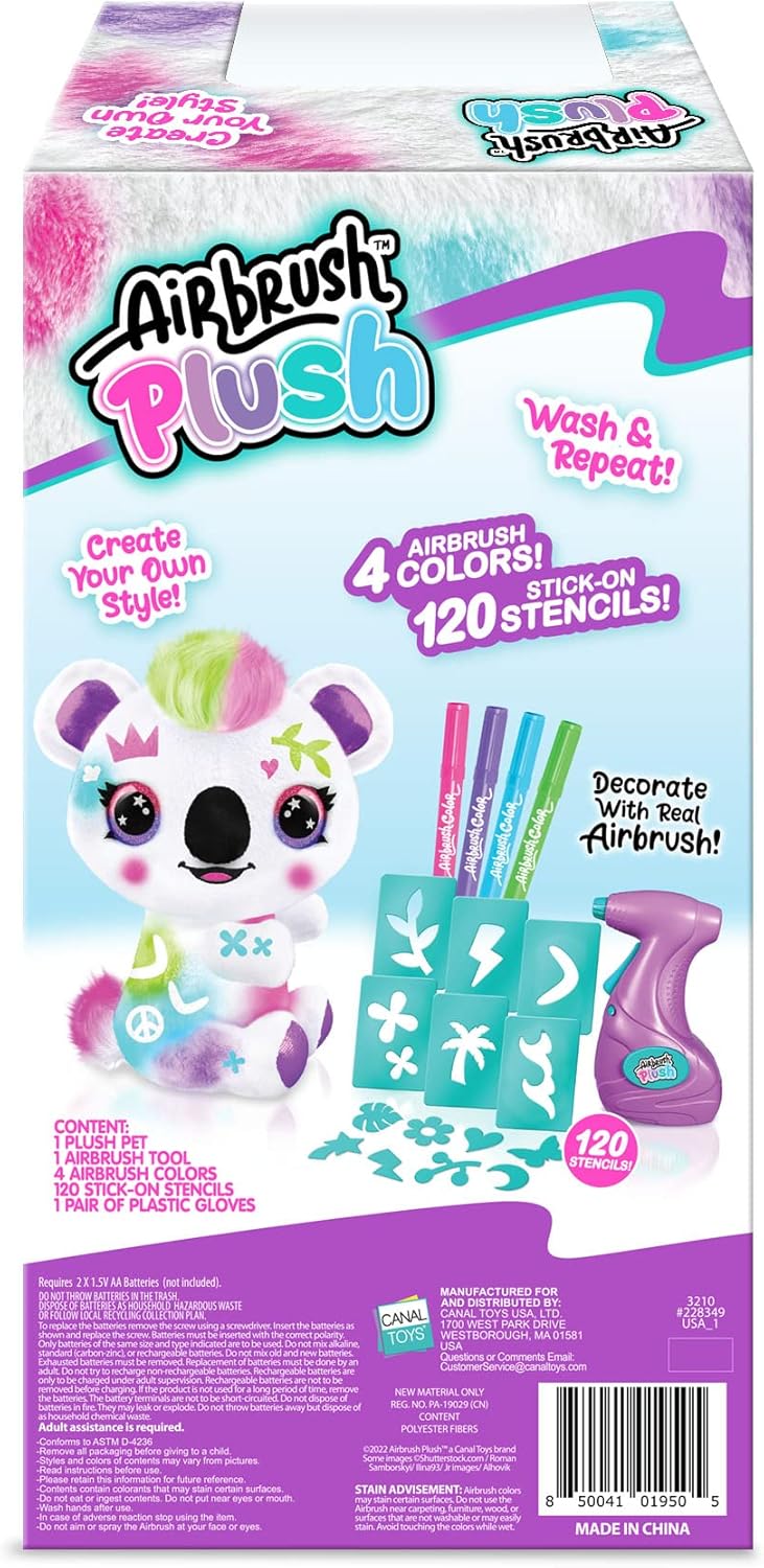 Canal Toys Personaliza el koala grande de peluche con aerógrafo. Decora, lava, repite.