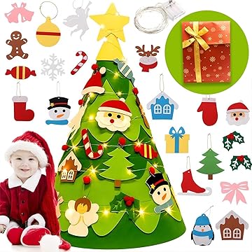 Árbol de Navidad de fieltro para bricolaje con 27 adornos