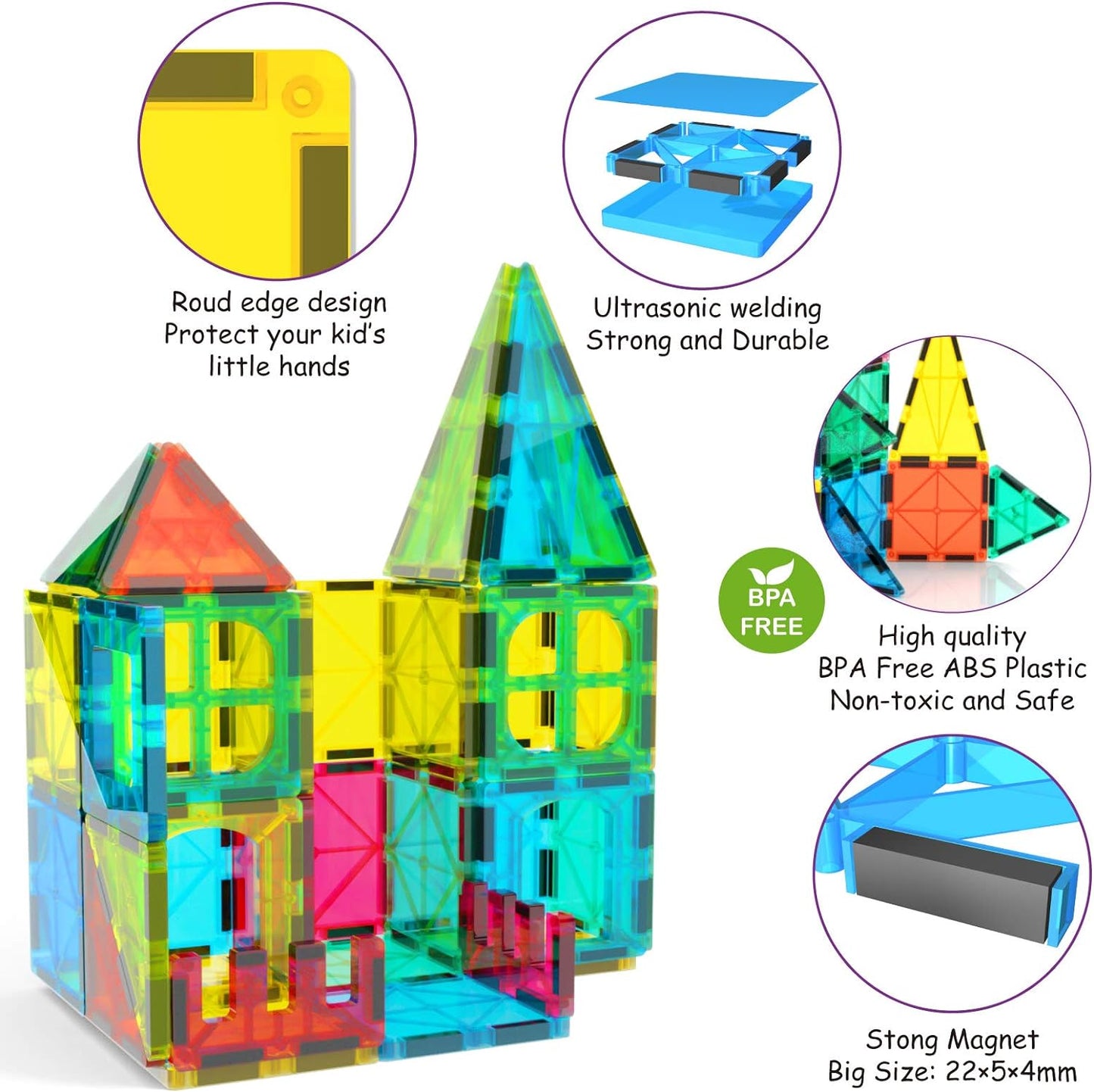 Juego de construcción de bloques magnéticos para niños, bloques de construcción con imanes