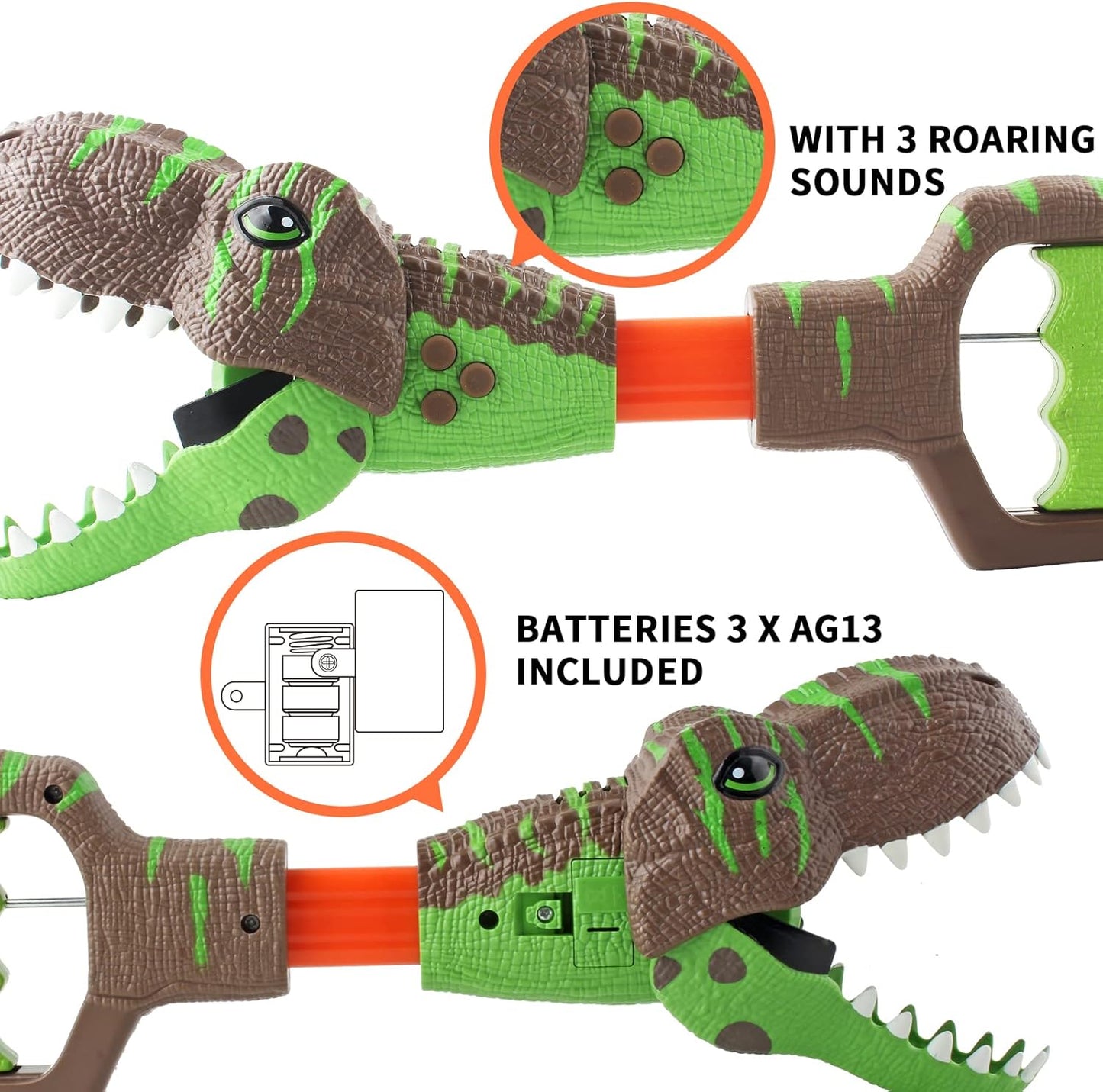 3 sonidos de rugido y luz Dinosaurios Garra T-Rex Reacher