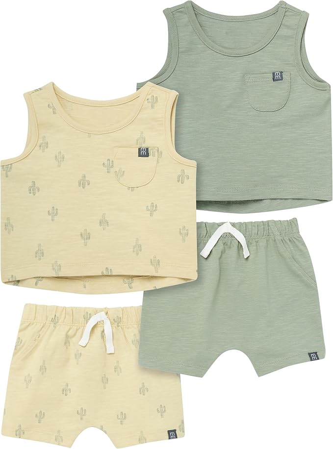 Conjunto de top y pantalón corto sin mangas para bebé niño Modern Moments de Gerber (paquete de 4)