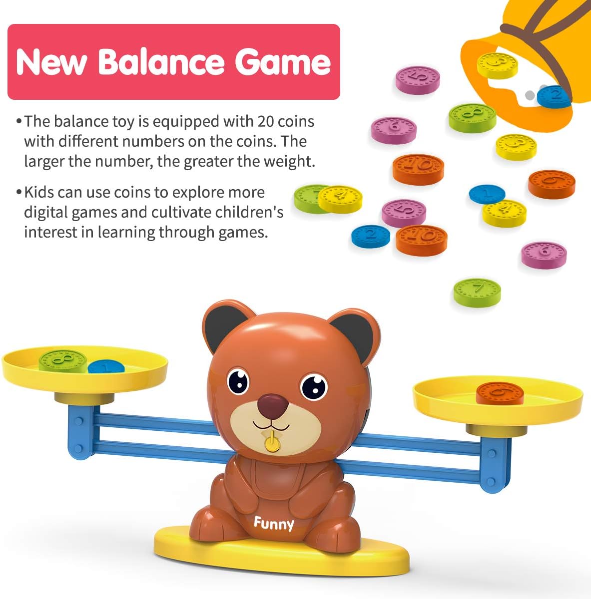 Juguete de equilibrio de osos, divertido juego de números matemáticos