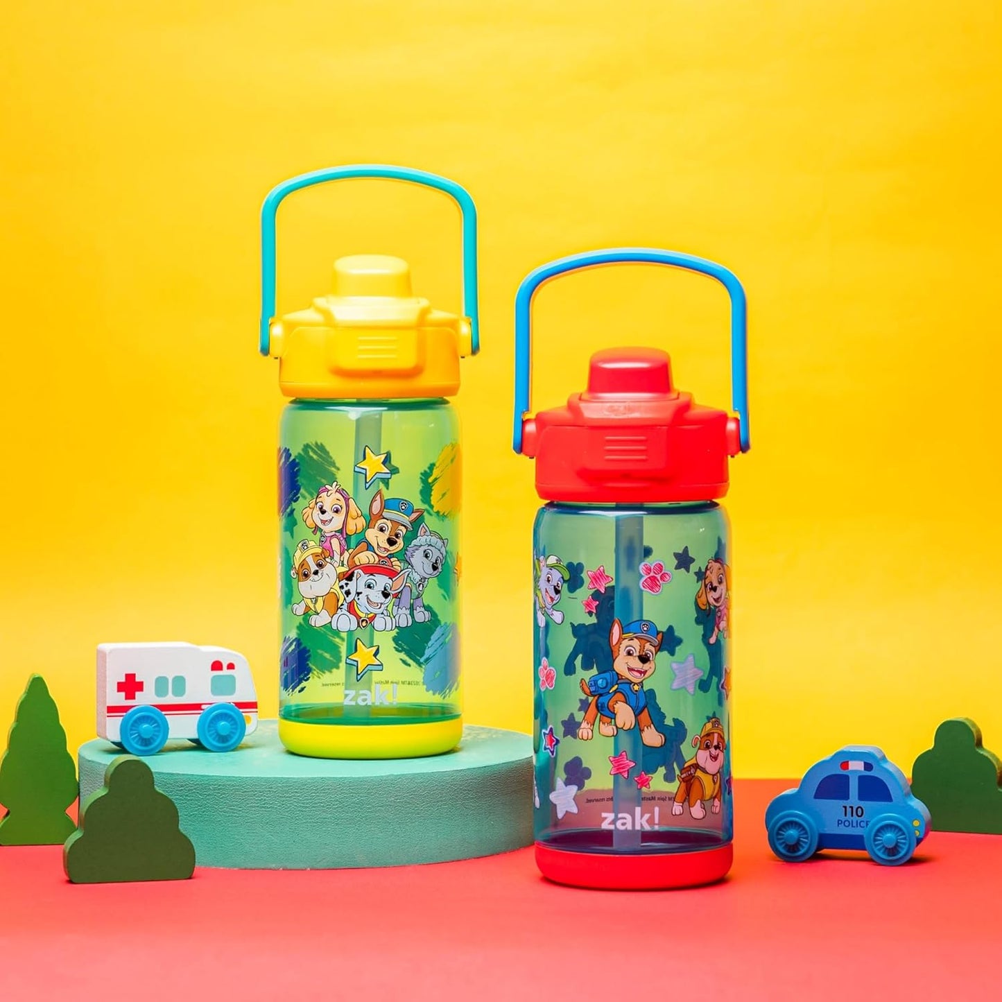 Zak Juego de 2 botellas de 16 onzas cada una, plástico duradero Paw Patrol