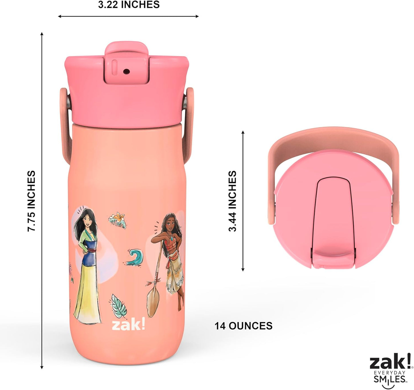 Zak Designs Botella de agua de acero inoxidable