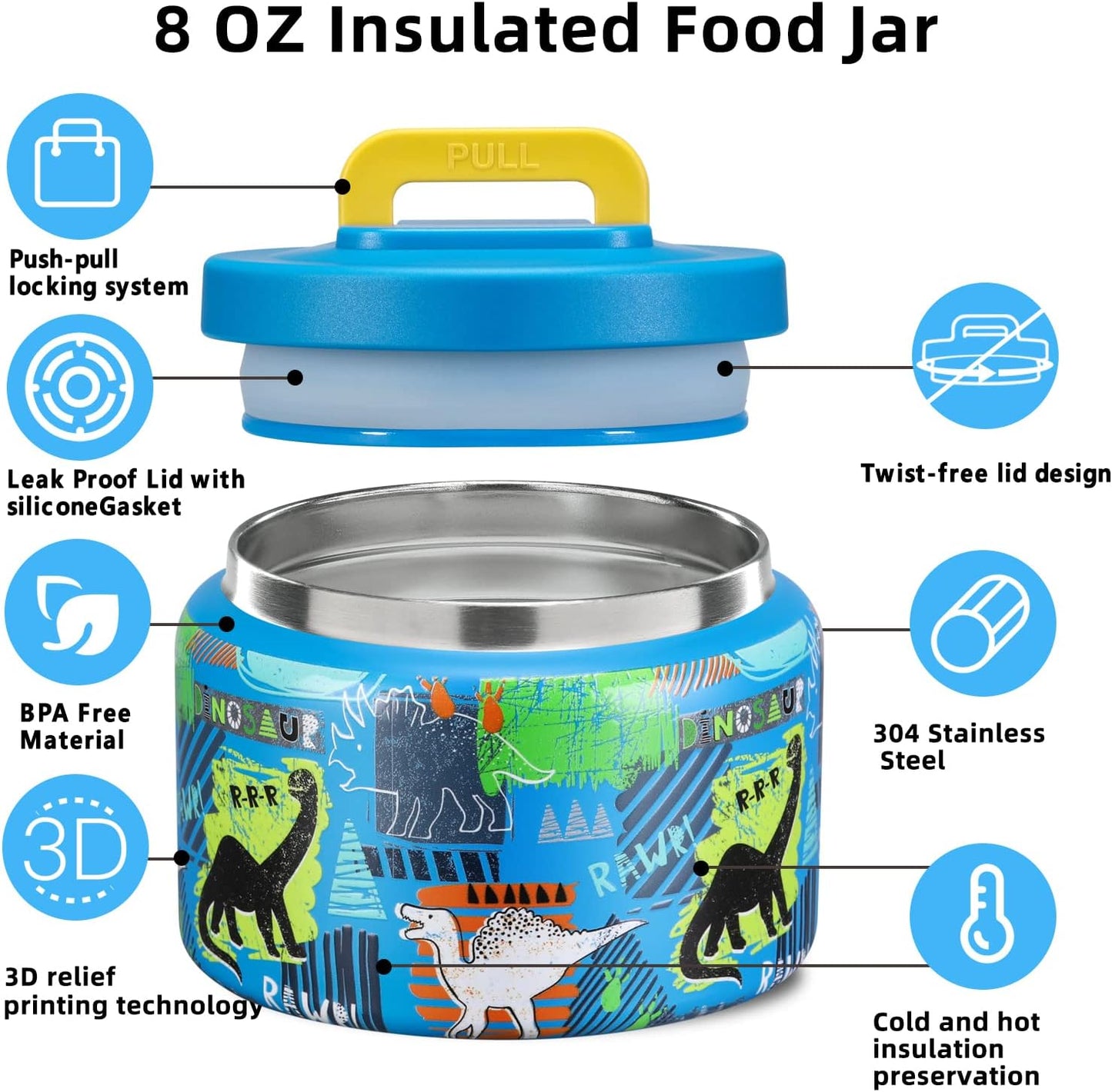 Tarro térmico de 8 onzas para alimentos fríos y calientes