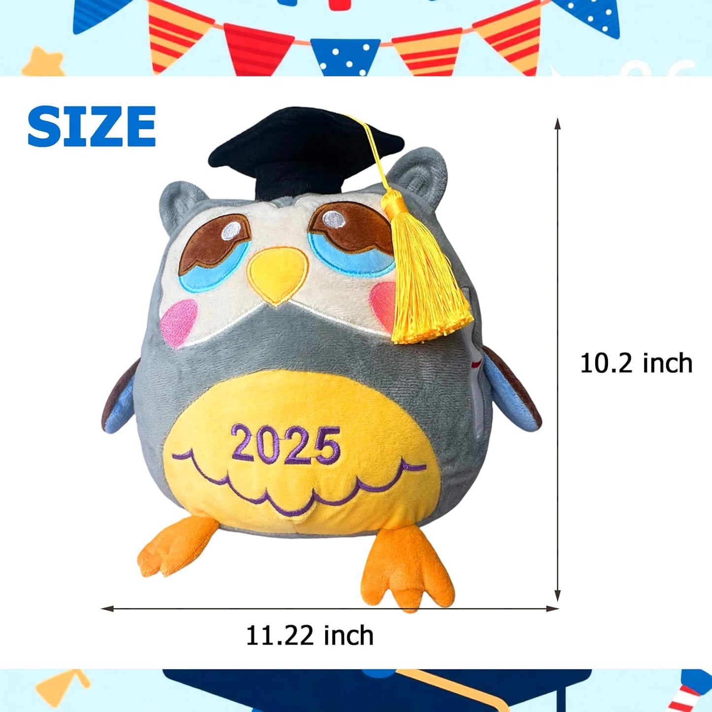 Peluche de graduación 2025, búho de graduación de 10.2 pulgadas
