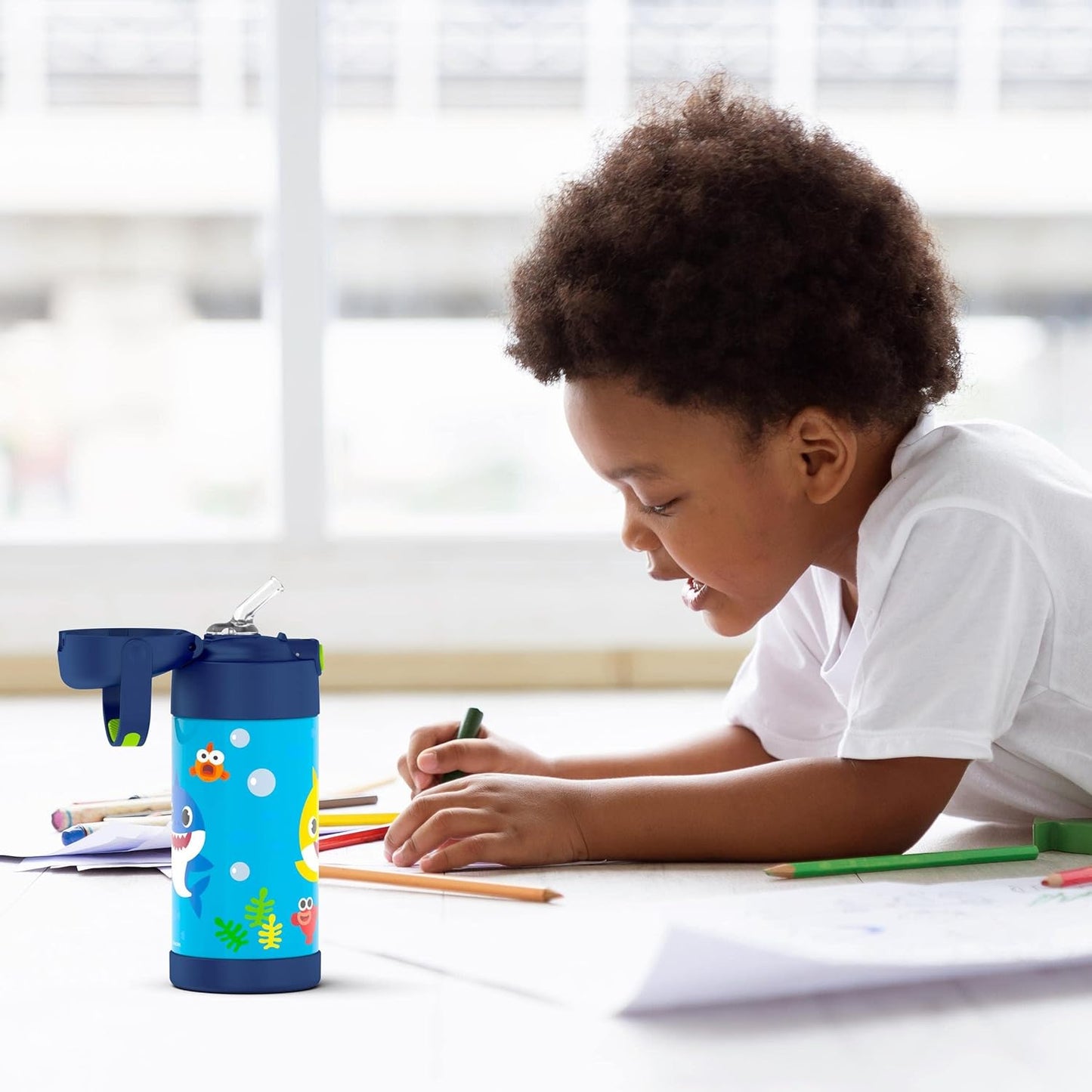THERMOS FUNTAINER - Botella de agua de acero inoxidable Baby Shark