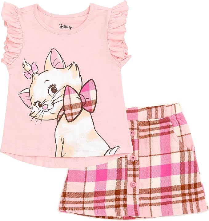 Disney - Camiseta y falda a cuadros