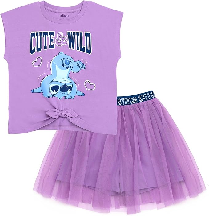 Disney - Conjunto de camisa de manga corta y falda de tul
