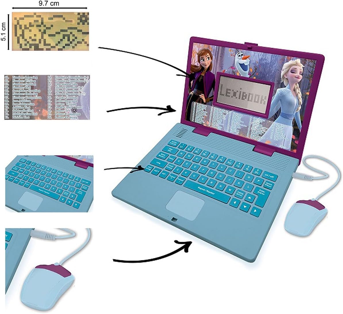 Lexibook Disney Frozen 2 - Portátil educativo y bilingüe en español/inglés
