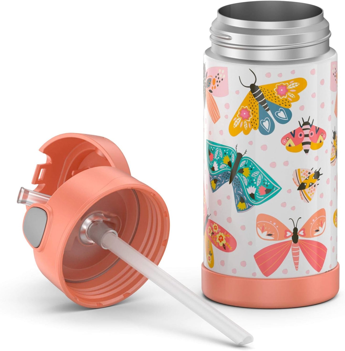 THERMOS FUNTAINER - Botella de agua con pajilla, 12 onzas
