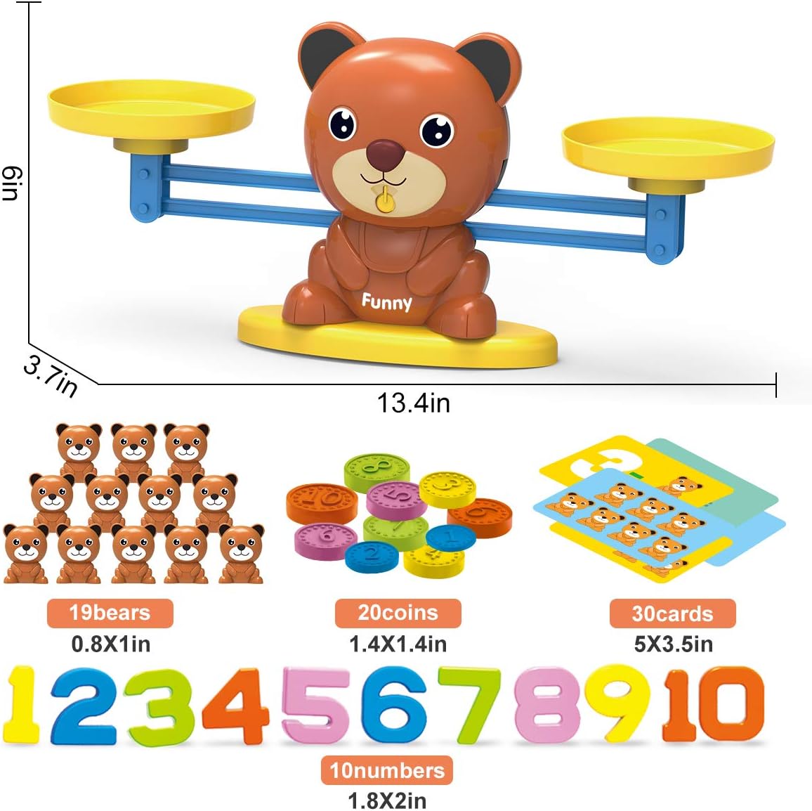 Juguete de equilibrio de osos, divertido juego de números matemáticos