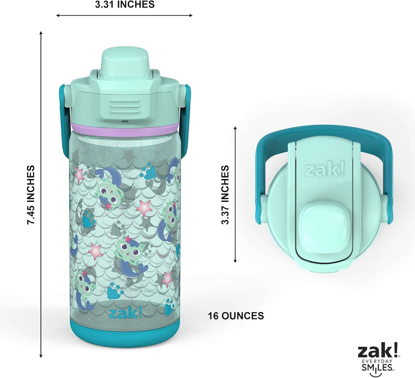 Zak Juego de 2 botellas de 16 onzas cada una, plástico duradero