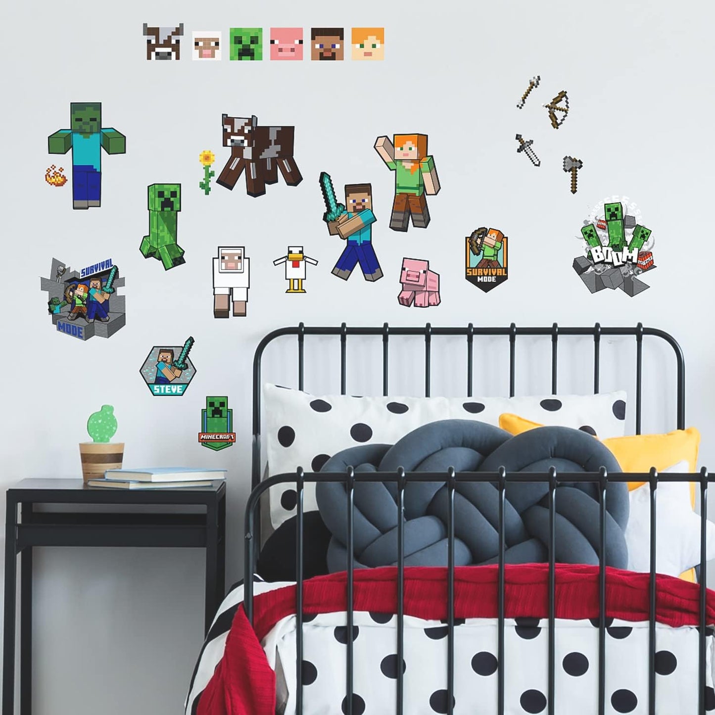 Calcomanías de pared para despegar y pegar de personajes de Minecraft