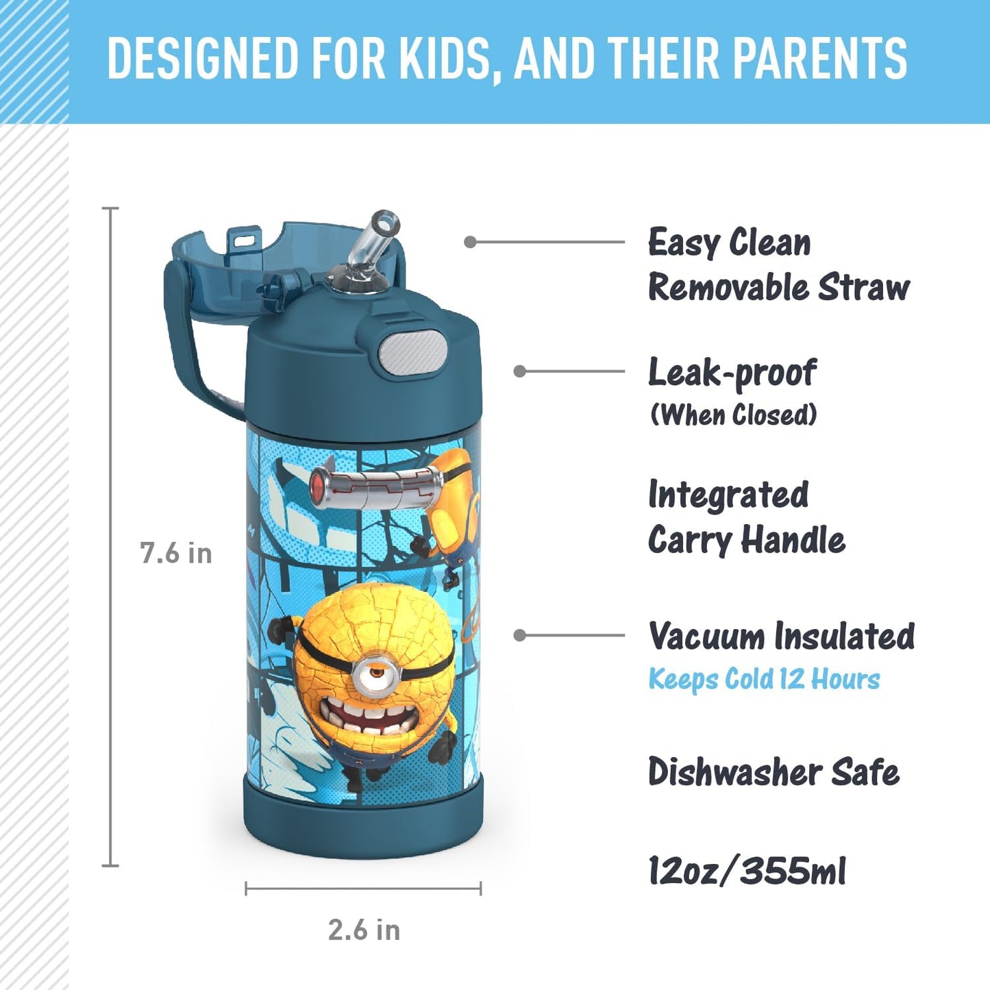 THERMOS FUNTAINER - Botella de agua de acero inoxidable aislada Minnions