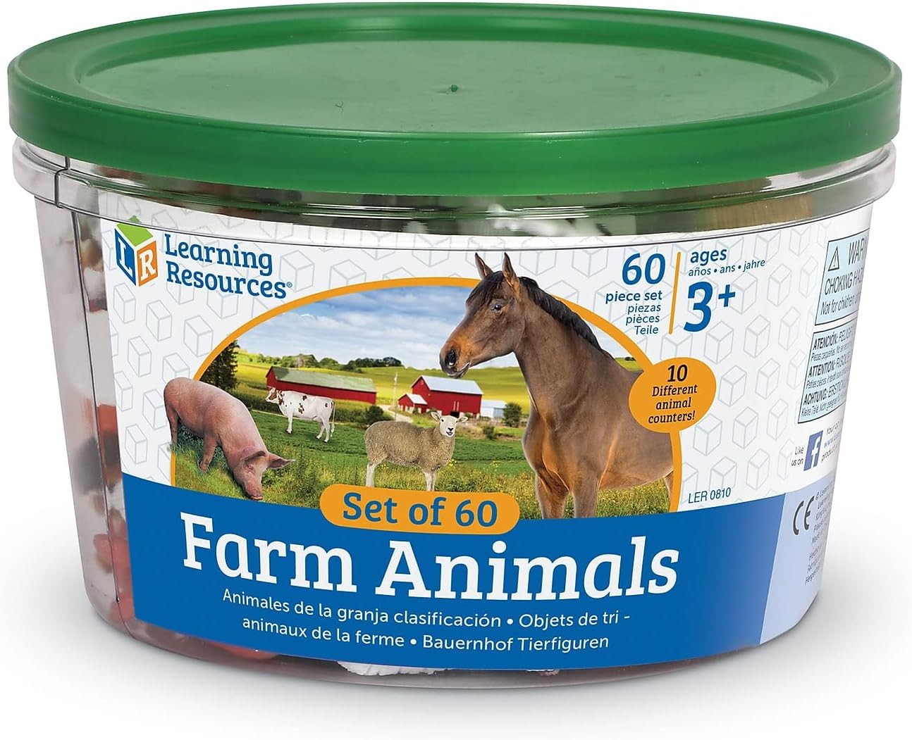 Learning Resources - Juego de 60 figuras Animales de Granja