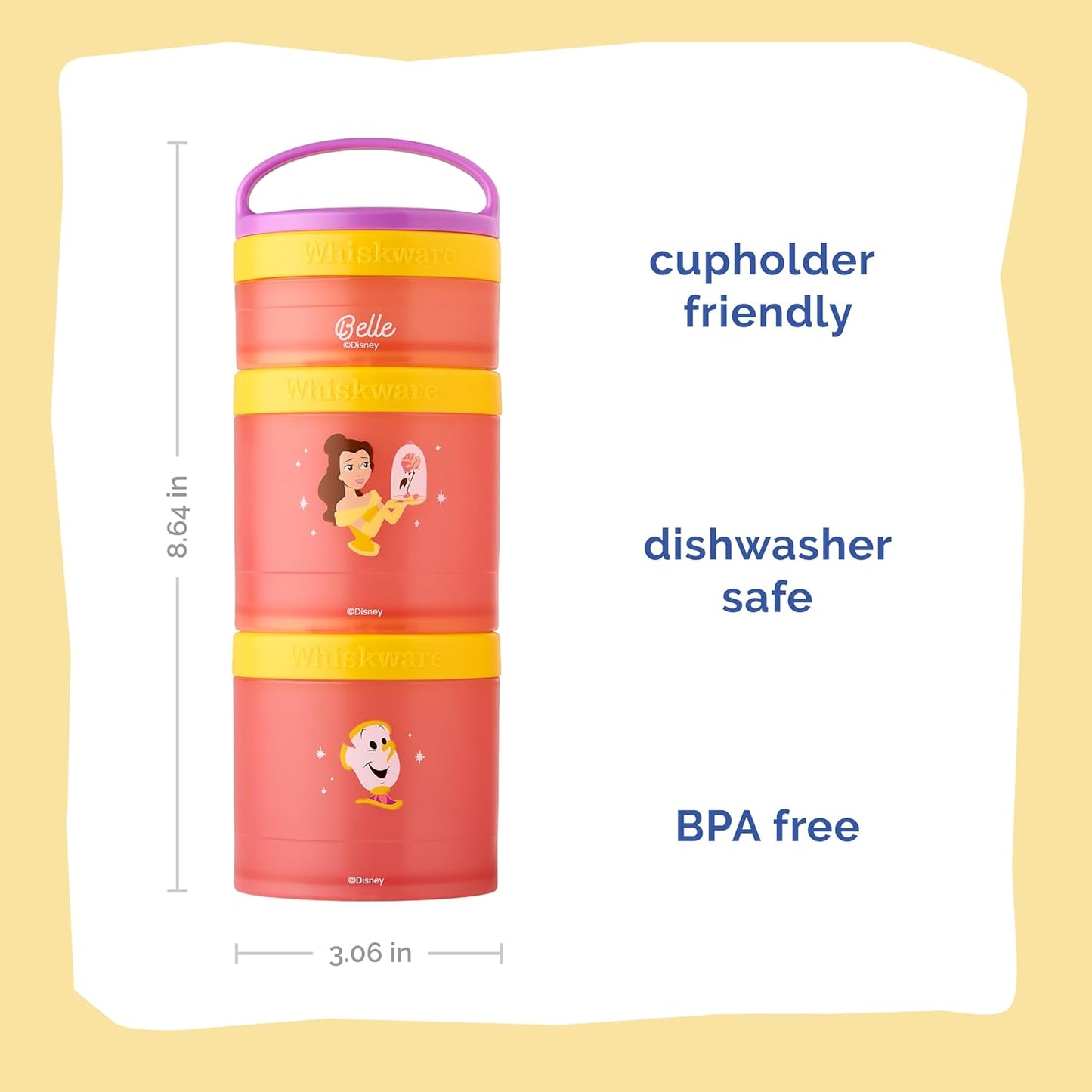 Whiskware Disney Princess - Recipientes apilables para aperitivos Bella